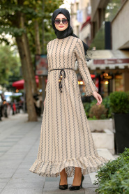 Beige - Nayla Collection - Robe Hijab 100430BEJ - Thumbnail