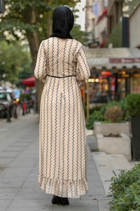 Beige - Nayla Collection - Robe Hijab 100430BEJ - 4