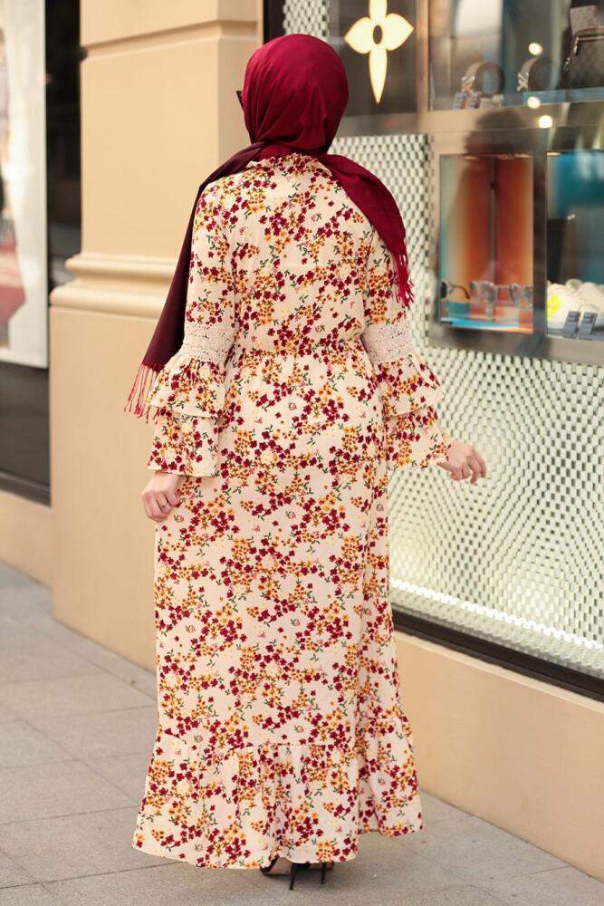 Beige- Nayla Collection - Robe Hijab 1253BEJ - 2