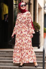 Beige- Nayla Collection - Robe Hijab 1254BEJ - Thumbnail