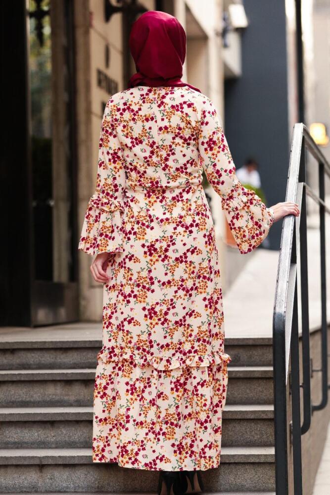 Beige- Nayla Collection - Robe Hijab 1254BEJ - 2