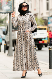 Beige - Nayla Collection - Robe Hijab 14060BEJ - Thumbnail