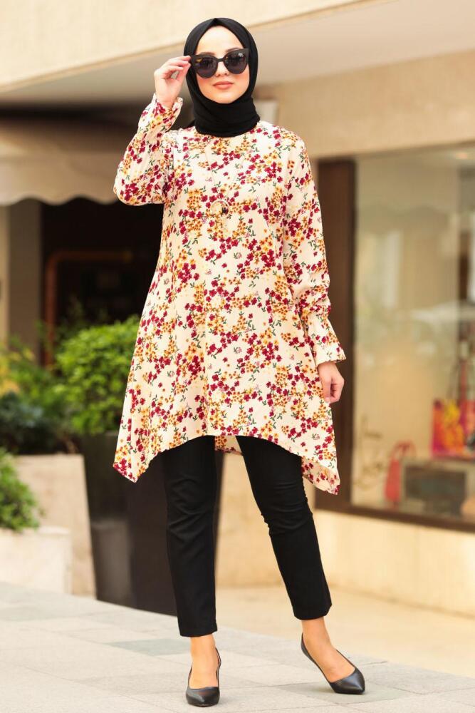 Beige- Nayla Collection - Tunique Hijab 1120BEJ - 1