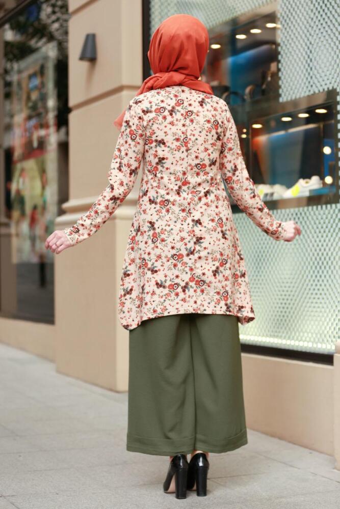 Beige - Nayla Collection - Tunique Hijab 40454BEJ - 2