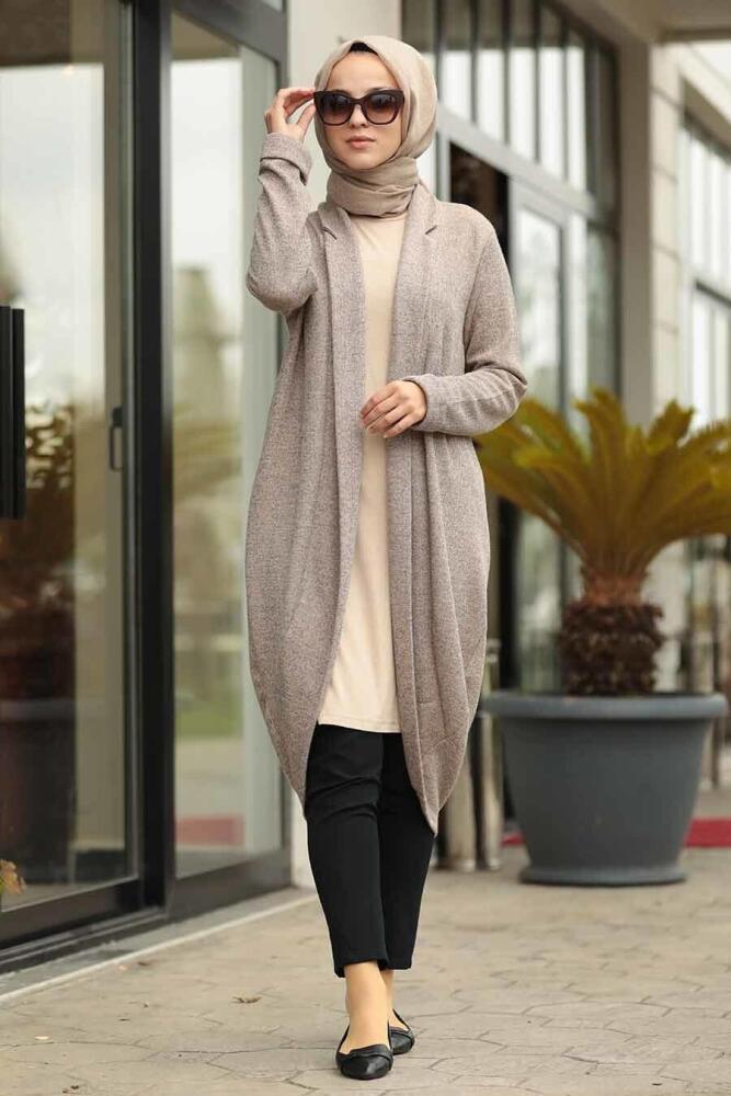 Beige - Neva Style - Cardigen En Tricot Hijab - 12054BEJ - 1