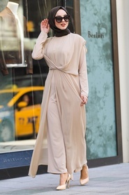 Beige-Neva Style- Hijab Combinaison-51301BEJ - Thumbnail