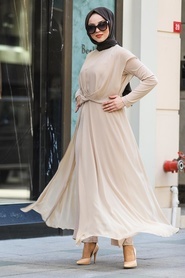 Beige-Neva Style- Hijab Combinaison-51301BEJ - Thumbnail