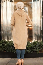 Beige - Neva Style - Manteau Hijab - 9042BEJ - Thumbnail