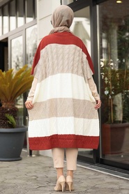 Beige - Neva Style - Poncho En Tricot Hijab - 2528BEJ - Thumbnail