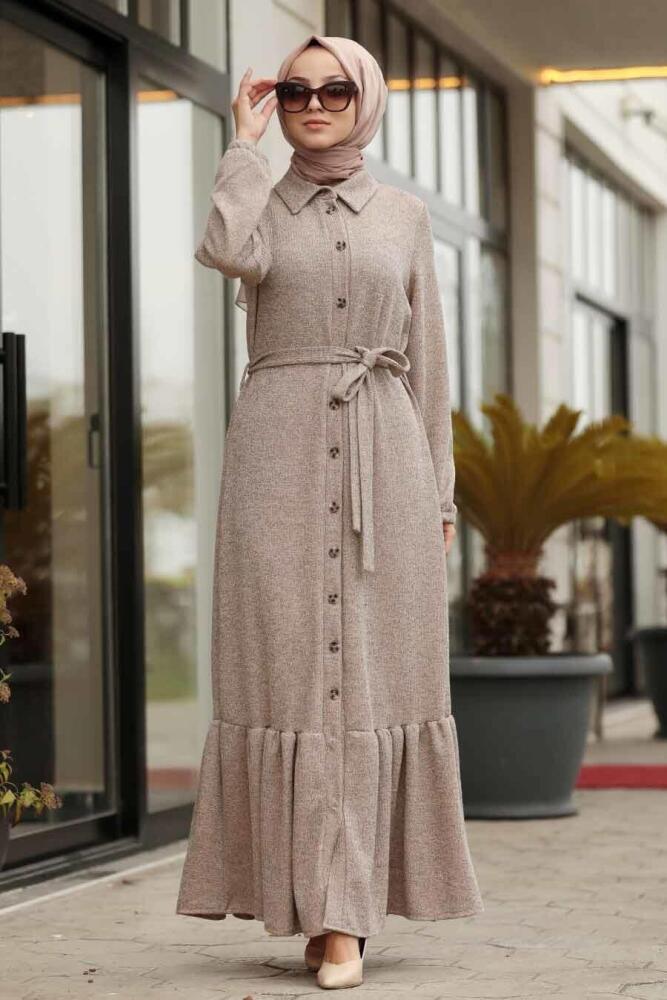 Beige - Neva Style - Robe Hijab - 12071BEJ - 1