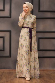 Beige - Neva Style - Robe Hijab - 815219BEJ - Thumbnail