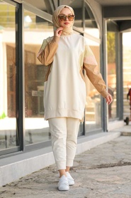 Beige-Neva Style-Tunique Hijab-30256BEJ - Thumbnail