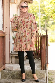 Beige - Neva Style - Tunique Hijab - 3301BEJ - Thumbnail