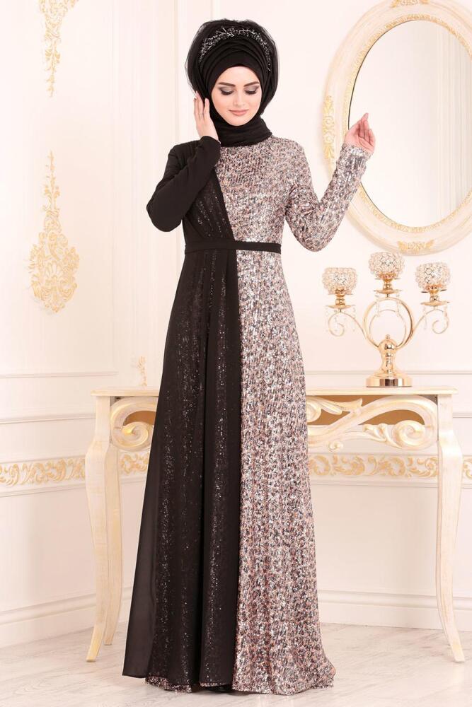 Beige-Tesettürlü Abiye Elbise - Robe de Soirée Hijab 85590BEJ - 1