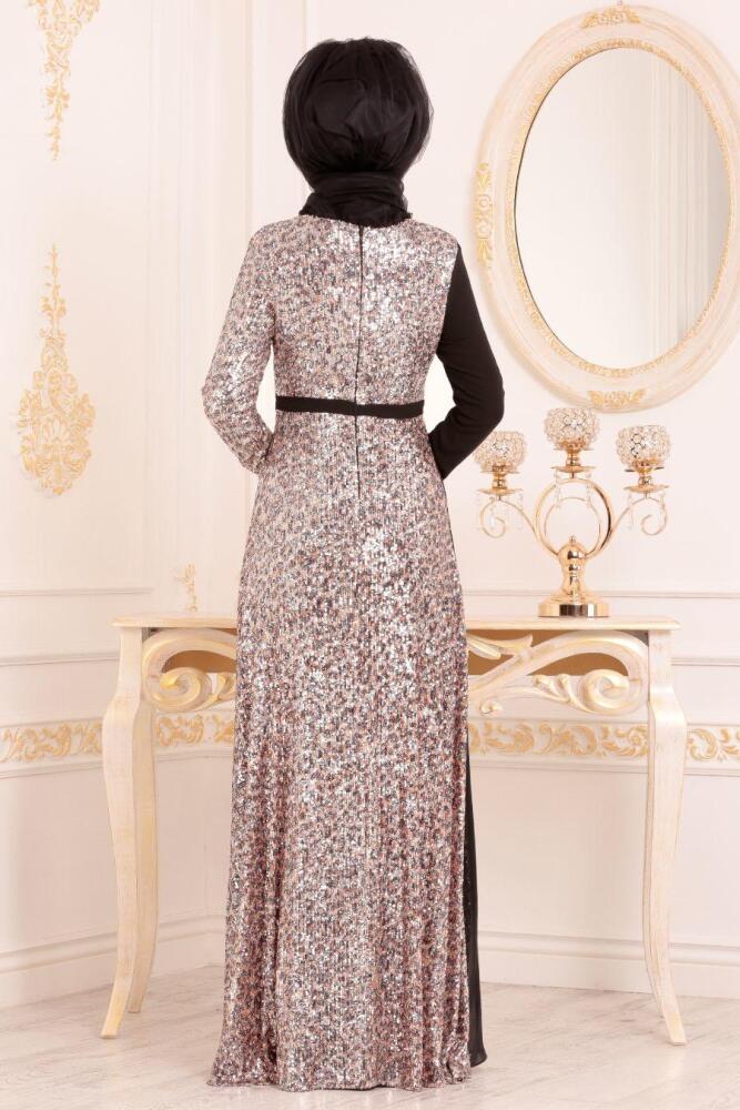 Beige-Tesettürlü Abiye Elbise - Robe de Soirée Hijab 85590BEJ - 3