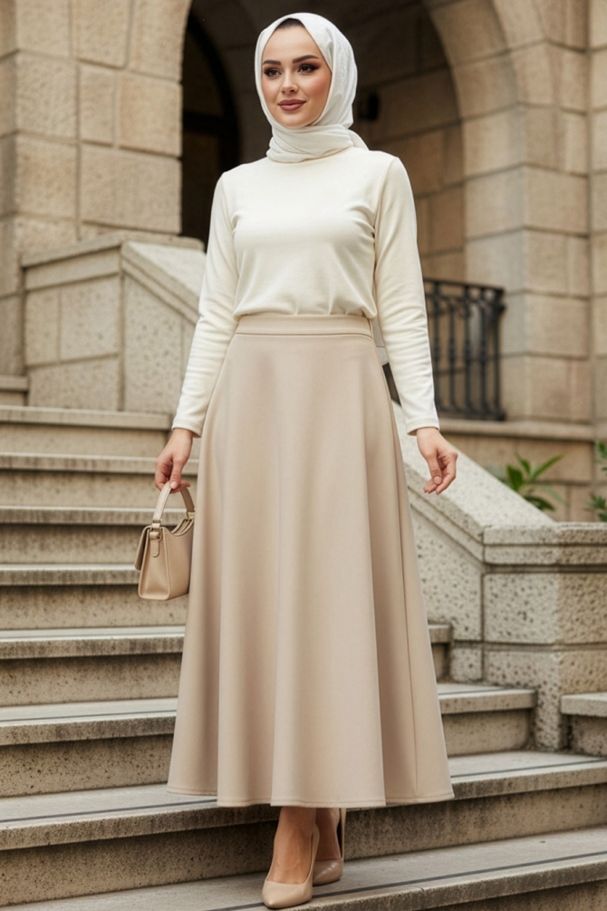 Bej Tesettür Etek 9202BEJ - 1