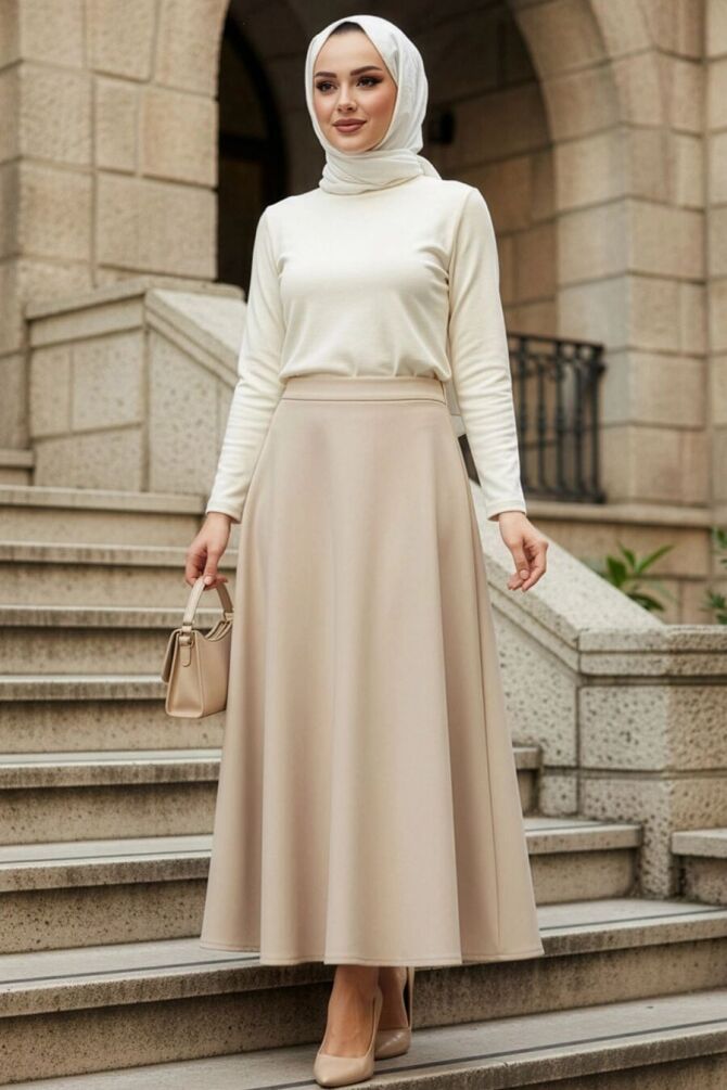 Bej Tesettür Etek 9202BEJ - NEVA STYLE