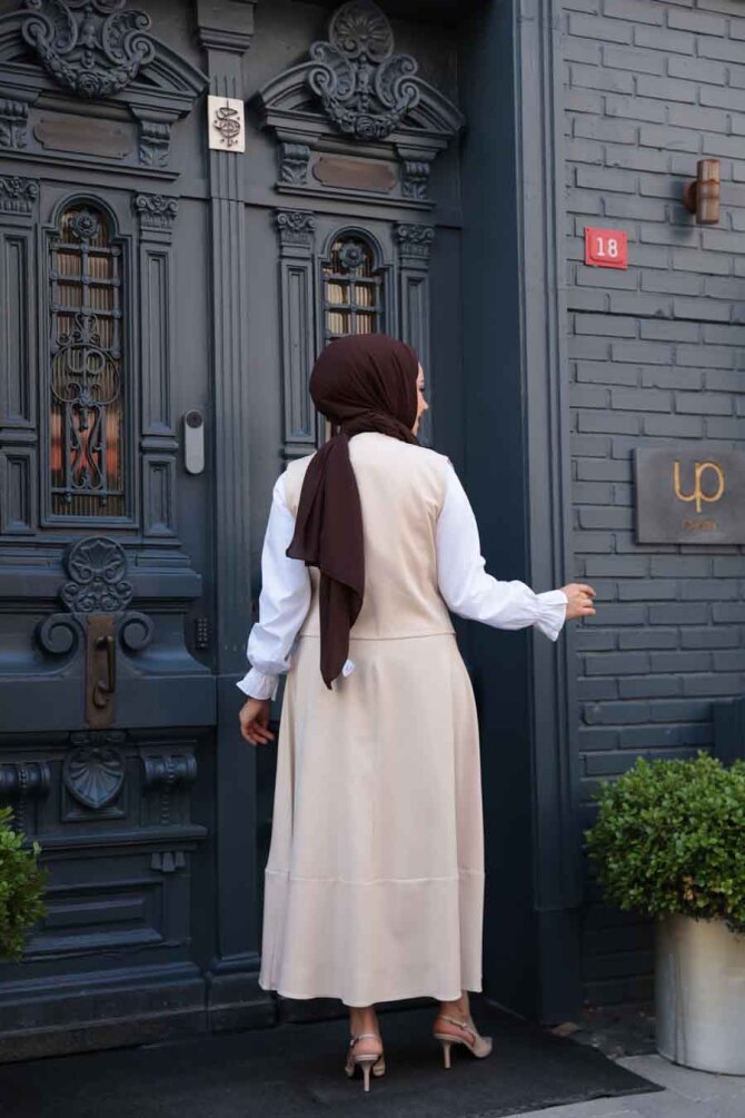 Bej Tesettür Etekli İkili Takım 75471BEJ - 4