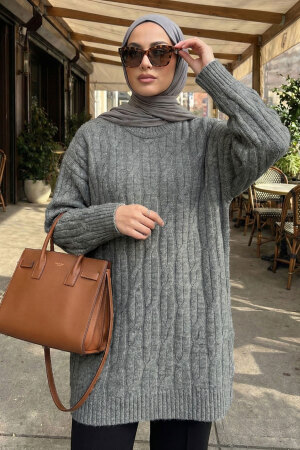 Füme Tesettür Triko Kazak 8798FU - 1