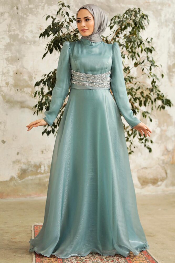 Neva Style - Elegant Turquoise Muslim Fashion Wedding Dress 3812TR - 1
