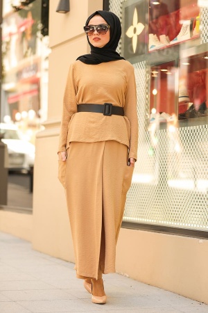 Biscuit Color Hijab Dual Suit Dress 12801BS - 1