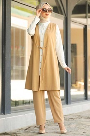 Biscuit Color Hijab Dual Suit Dress 6163BS - Thumbnail
