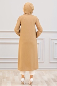 Biscuit Hijab Coat 15630BS - Thumbnail