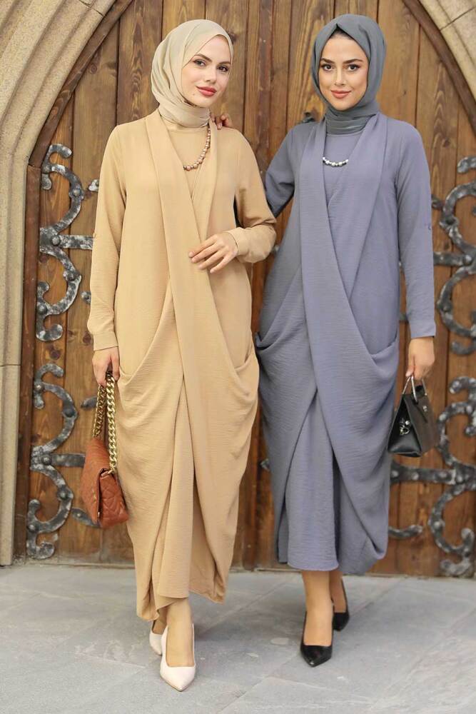 Biscuit Hijab Dress 34281BS - 3
