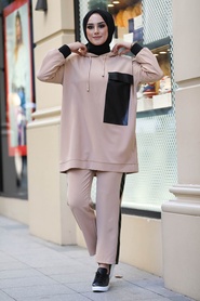 Biscuit Hijab Dual Suit Dress 1313BS - Thumbnail