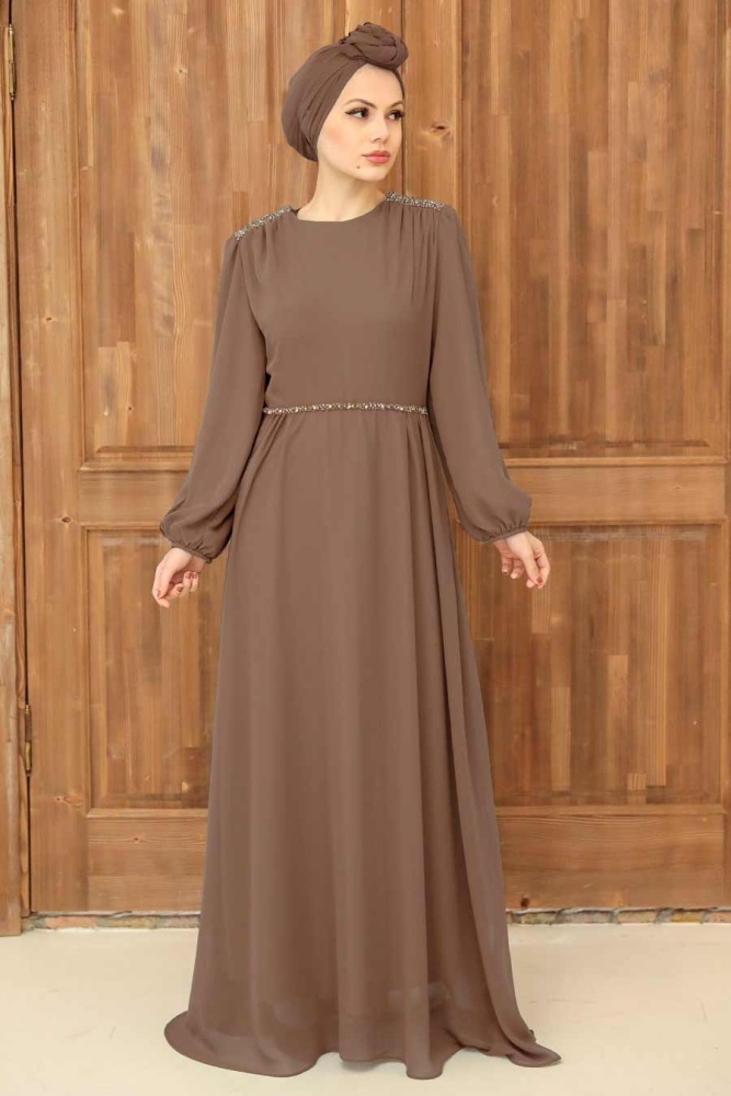 Neva Style - Long Biscuit Modest Islamic Clothing Evening Dress 33490BS - 1