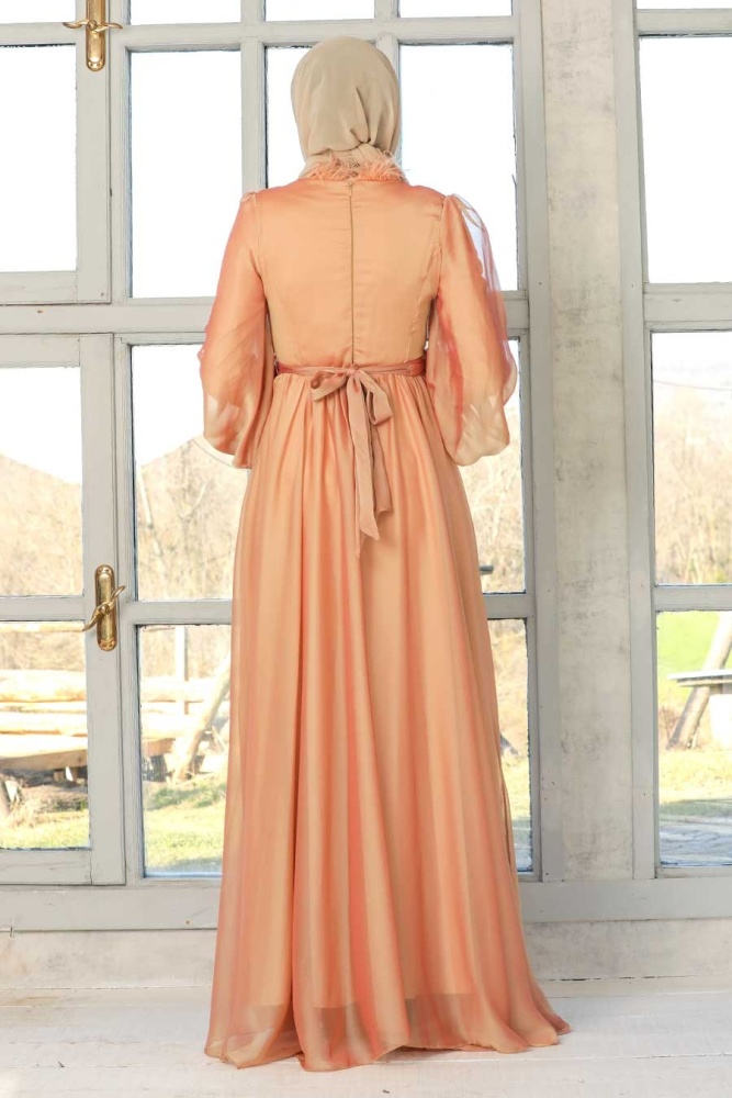 Neva Style - Modern Biscuit Islamic Engagement Gown 3925BS - 2