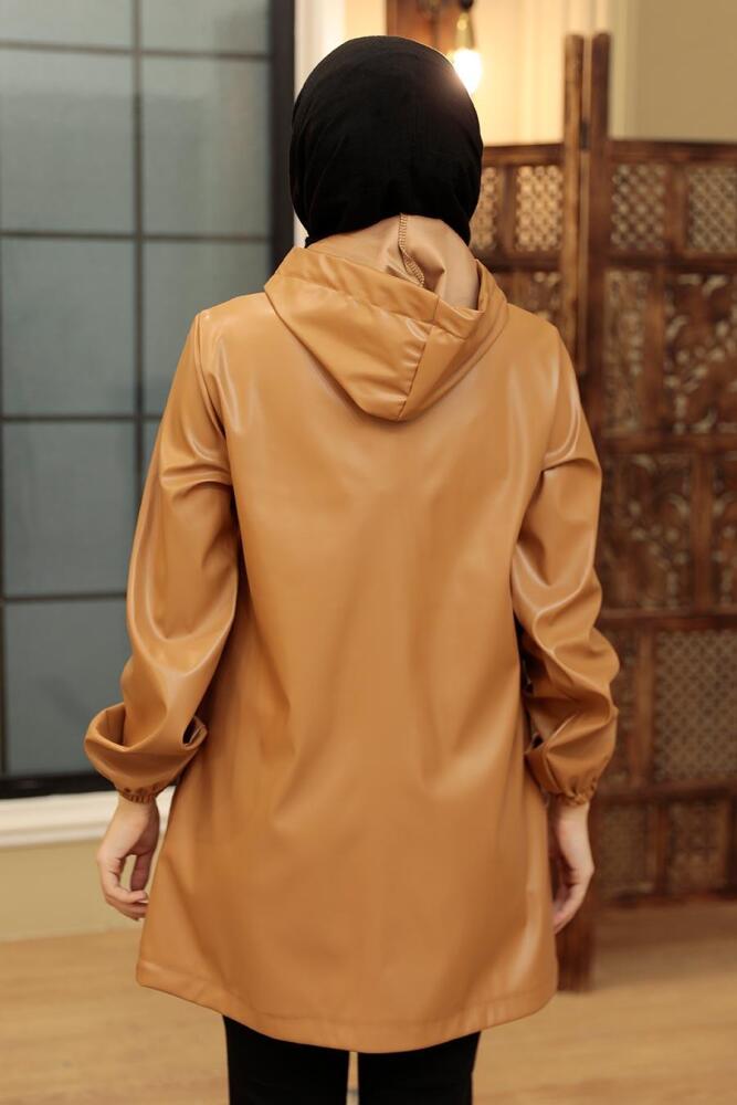 Biscuit Hijab Faux Leather Cap 50204BS - 2