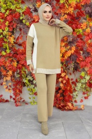 Biscuit Hijab Knitwear Double Suit 23830BS - Thumbnail