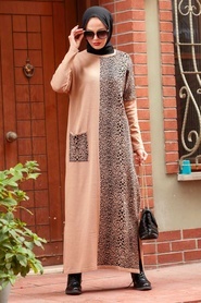 Biscuit Hijab Knitwear Dress 3052BS - Thumbnail