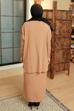 Biscuit Hijab Knitwear Suit Dress 34021BS - 3