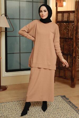 Biscuit Hijab Knitwear Suit Dress 34021BS - 1