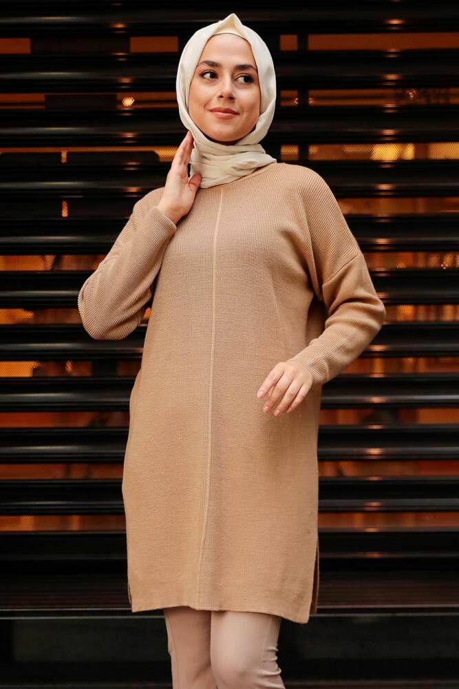 Biscuit Hijab Knitwear Tunic 18441BS - 1