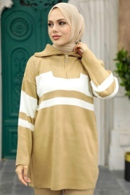 Biscuit Hijab Knitwear Tunic 26961BS - Thumbnail