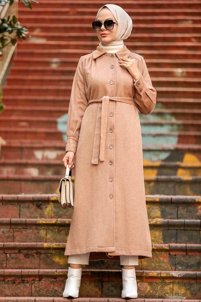 Biscuit Hijab Stamp Coat 4554BS - 1
