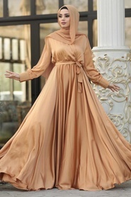 Neva Style - Stylish Biscuit Muslim Prom Dress 1418BS - Thumbnail