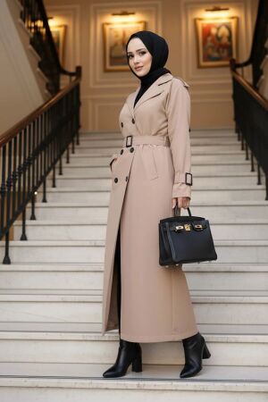 Bisküvi Tesettür Trençkot 26413BS - 1