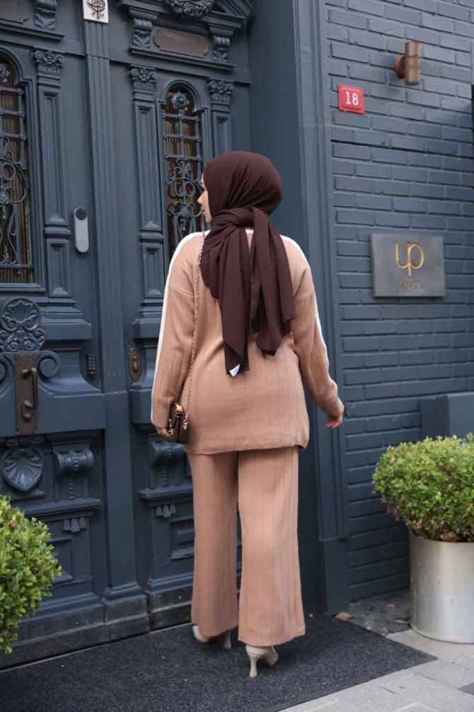 Bisküvi Tesettür Triko İkili Takım 50163BS - 4