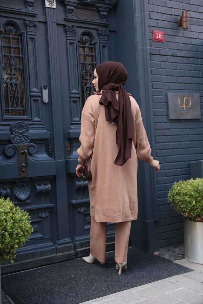 Bisküvi Tesettür Triko İkili Takım 6036BS - 4