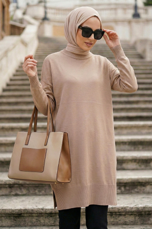 Bisküvi Tesettür Triko Kazak 10901BS 