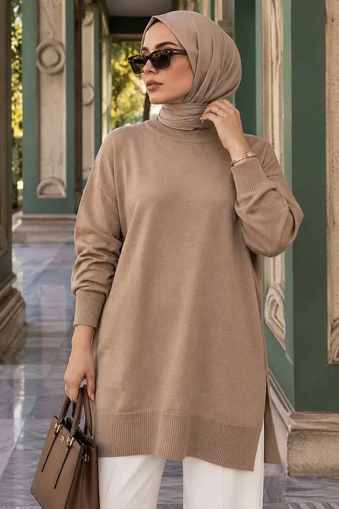 Bisküvi Tesettür Triko Kazak 10901BS - 1