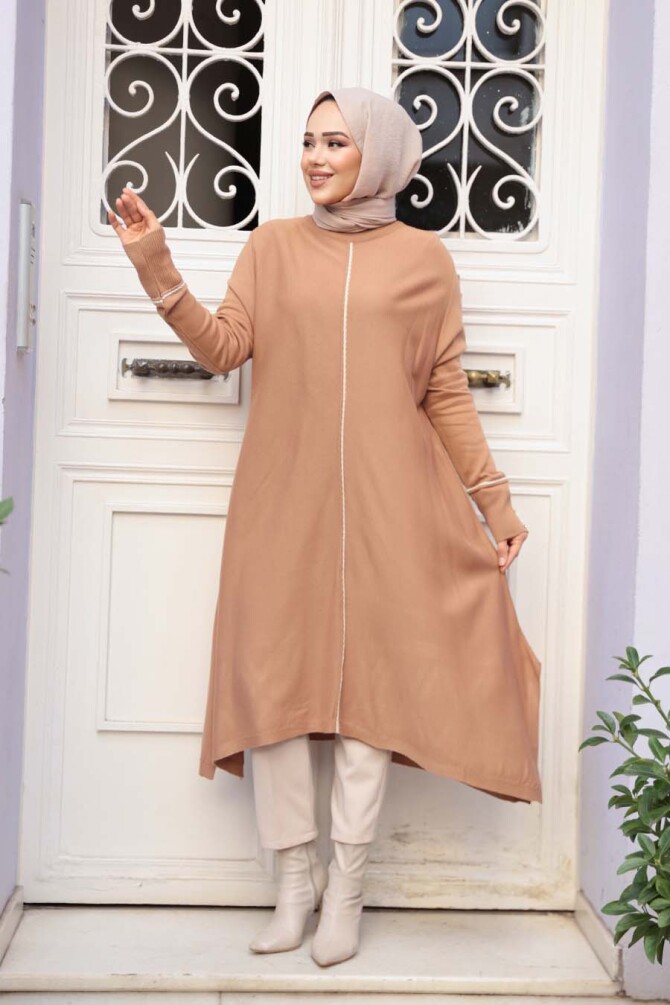 Bisküvi Tesettür Triko Panço Tunik 58651BS - 3