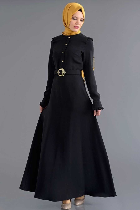 Bislife - Black Hijab Dress 7026S