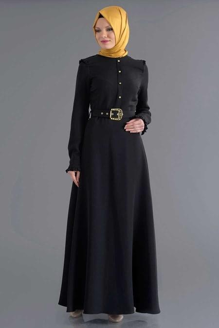 Bislife - Black Hijab Dress 7026S - 2