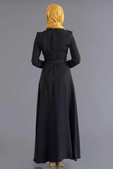 Bislife - Black Hijab Dress 7026S - 3
