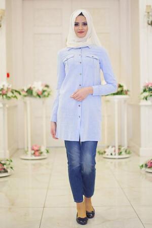 Bislife - Blue Hijab Tunic 6141M - 1